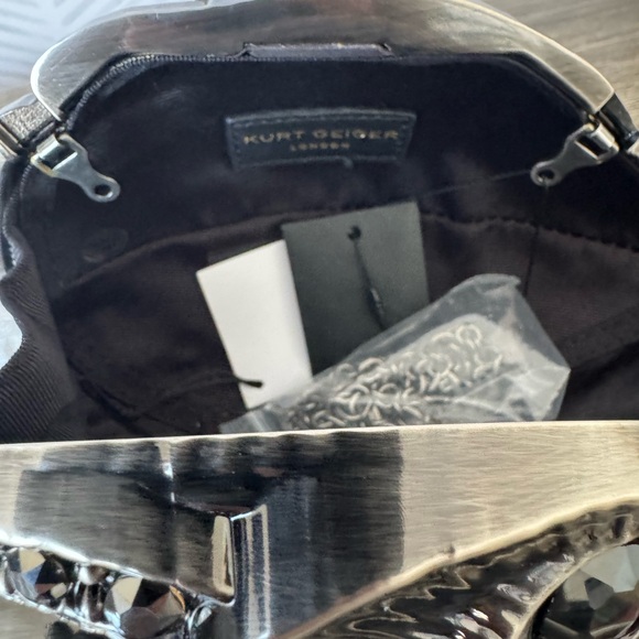 RARE Kurt Geiger Gunmetal Raven Head Clutch/Crossbody Bag - Picture 6 of 6